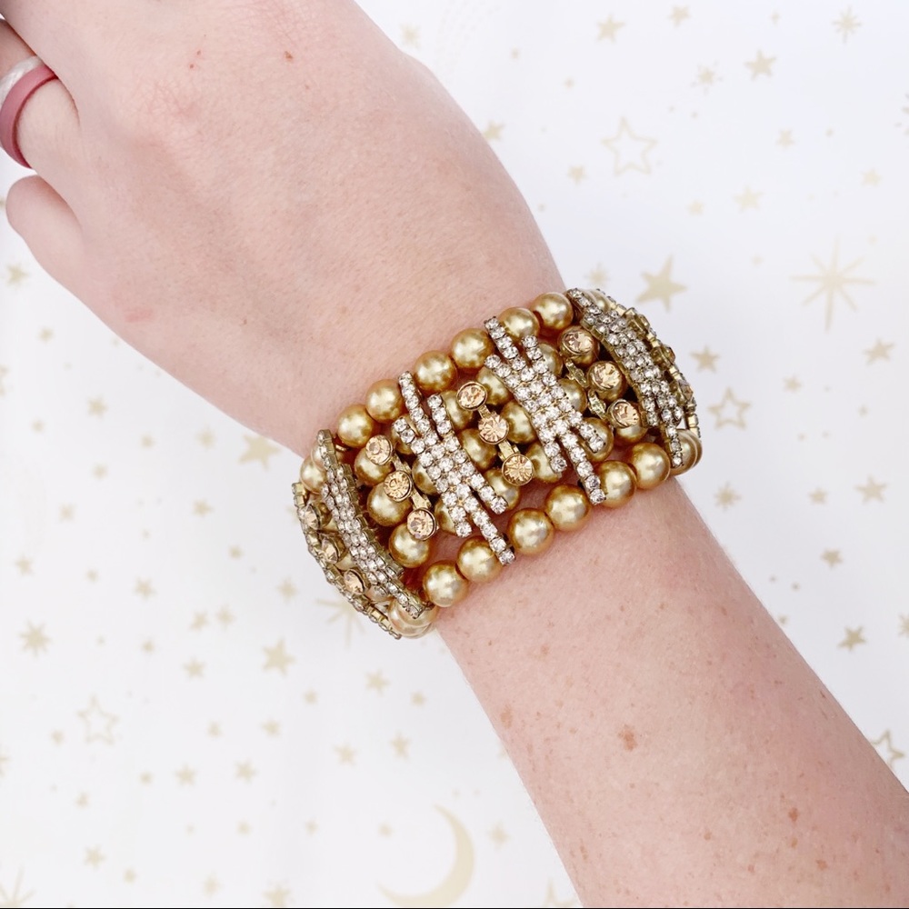 Golden Pearl Formal Stretch Bracelet